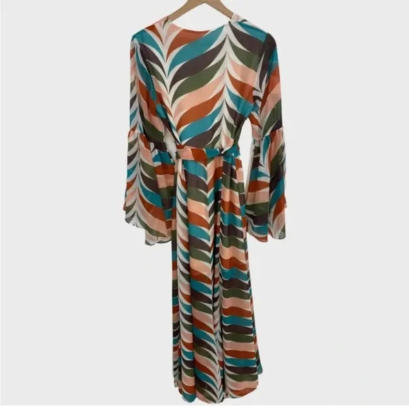 Anthropologie Hutch Sz 1X Elysees Geometric Wrap Maxi Dress Long Sleeve BNWOT - Picture 9 of 10